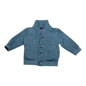 Joe Fresh Baby Cardigan 6-12M Grey Knit Button Sweater Plaid Elbow Patch Boy